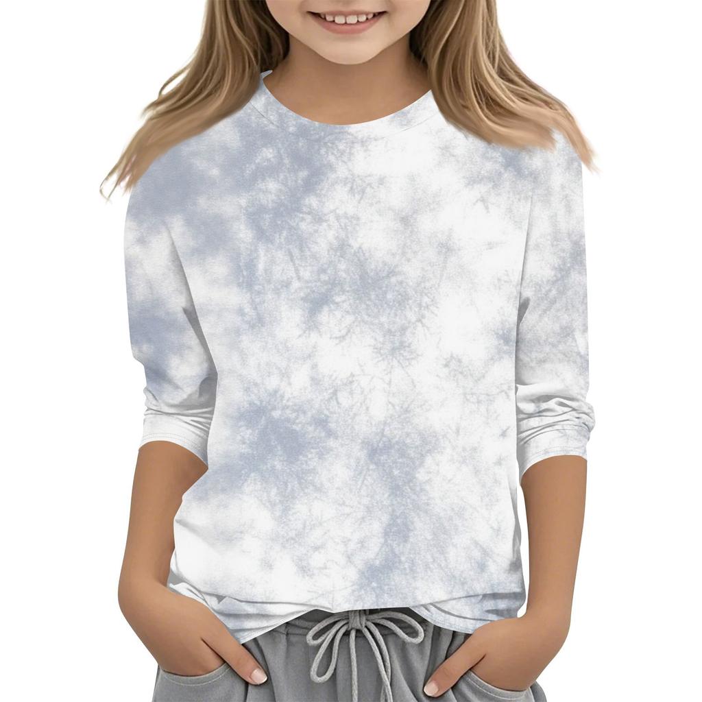 Children's 3/4 Sleeves Printed O-neck Top Everyday Casual T-shirt