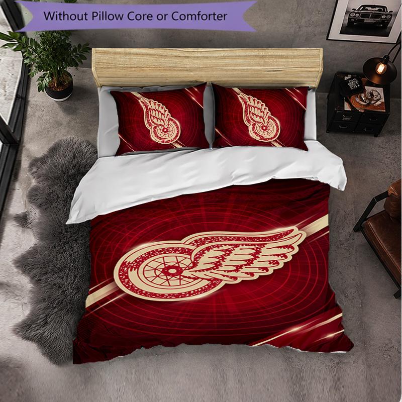 Detroit Red Wings Muster Mikrofaser 3-teiliges Bettwäsche-Set Dekor Bettbezug-Set Für Schlafzimmer Heimgebrauch