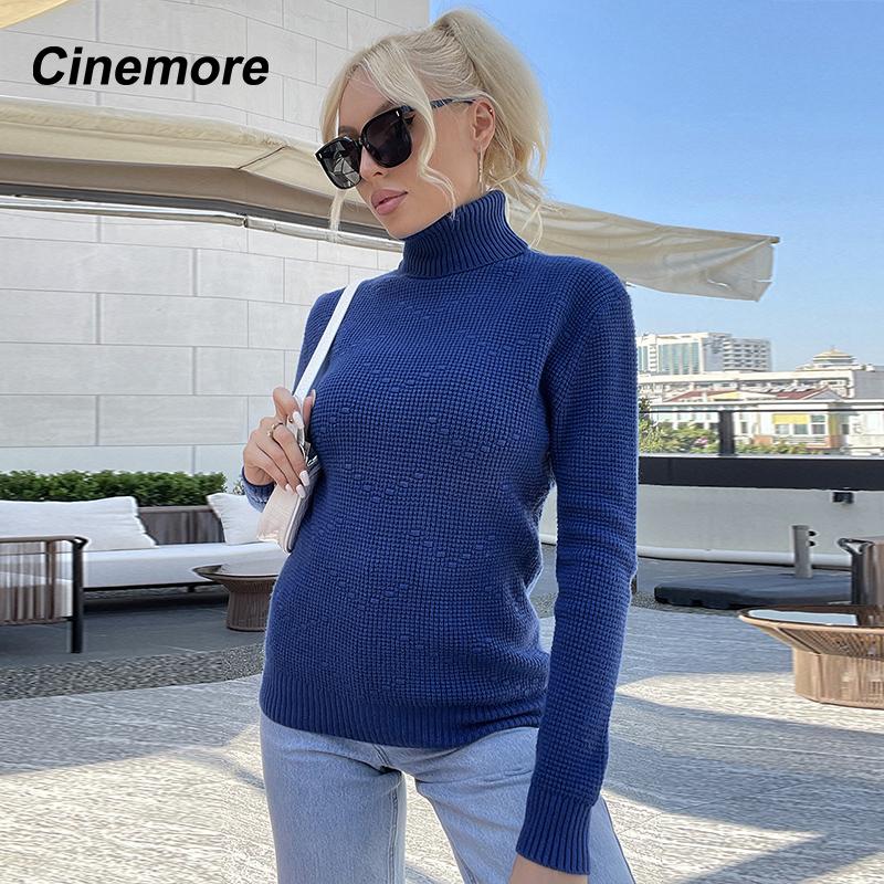 Cinemore Spring Autumn Women's Sweater Solid Oversize Casual Pullovers Warm Basic Long Sleeve Top O Neck Knitted Jumper Sweater