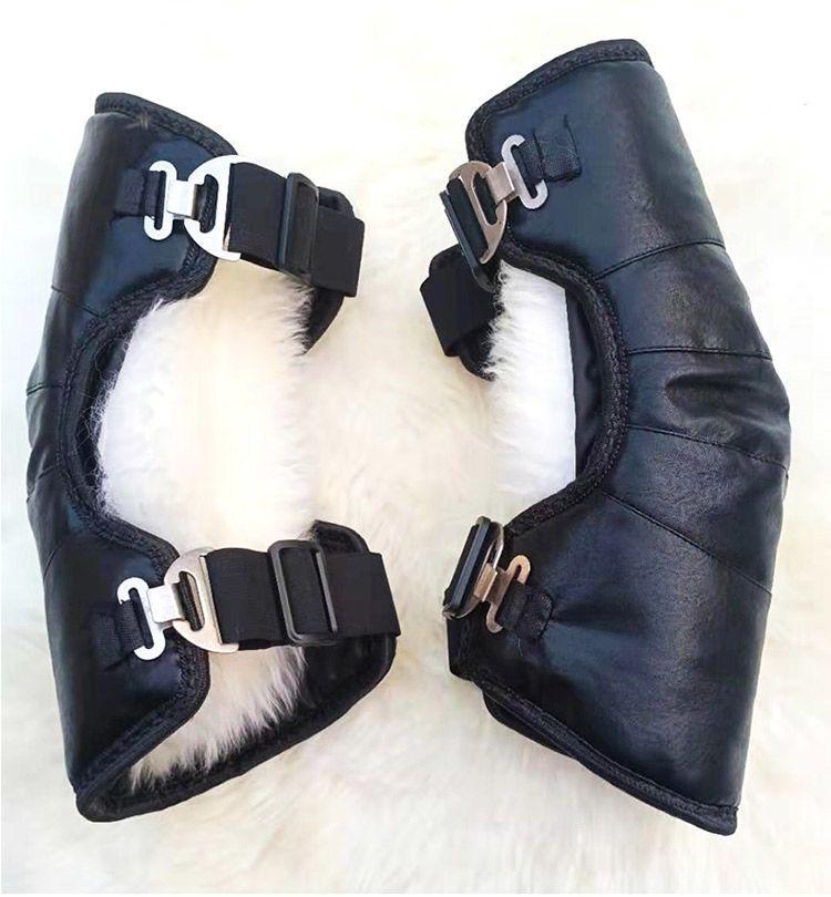 Extended Sheepskin Wool Leg Warmers - Windproof and Thickened Knee Pads for Winter Cycling & Cold Protection