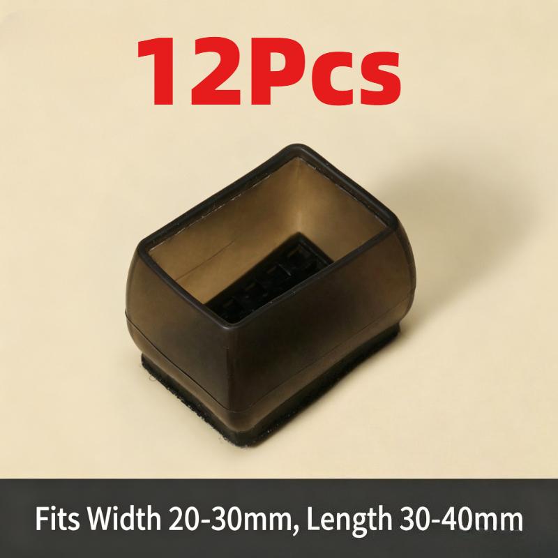 12-24Pcs Chair Leg Caps Anti-Slip Wear Resistant Noise Reducing Floor Protectors, 3 Optional Shapes: Round Square Rectangle