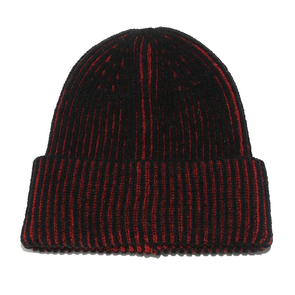 2025 Autumn and Winter New Winter Hat Blended Color Matching Vertical Striped Pullover Hat Men and Women Couples Knitted Hat