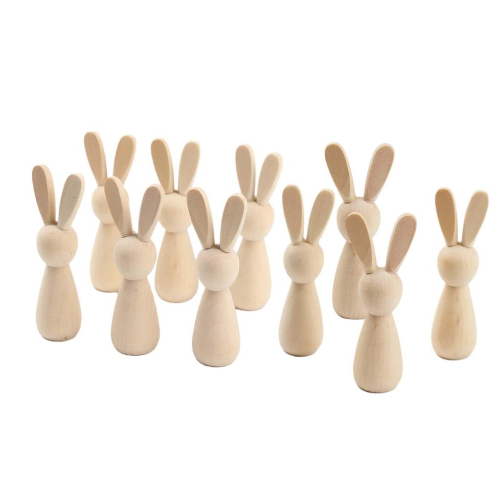 10x Wooden Peg Dolls Peg People Wood Pieces Doll Bodies for Party Handicrafts Projects Festival Flower Pots Boys Girls