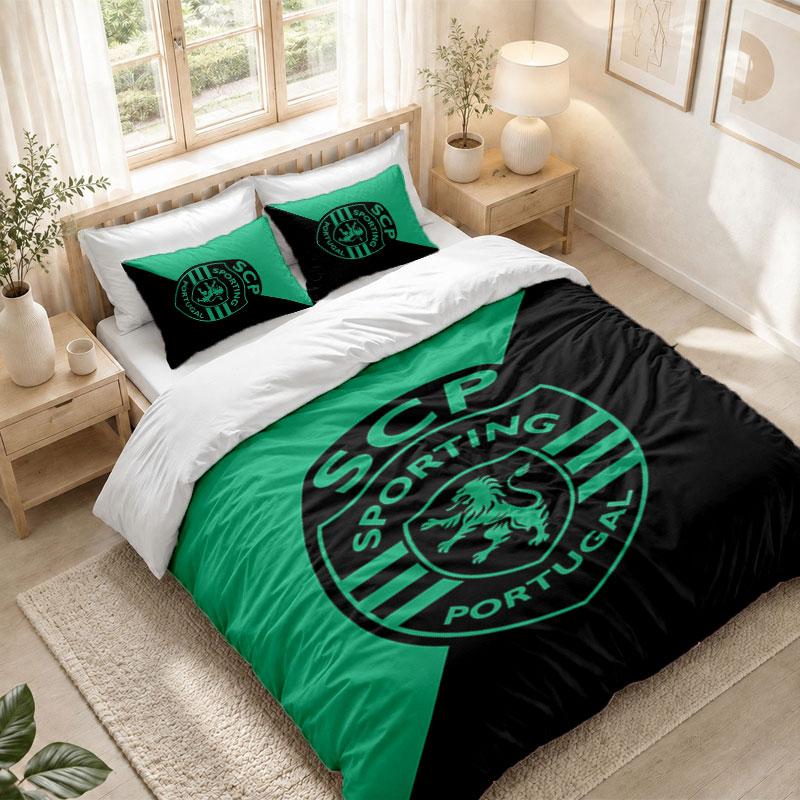 Bedding Set 1 Duvet Cover 2 Pillowcases Sporting CP FC Print Bedroom Home Decoration