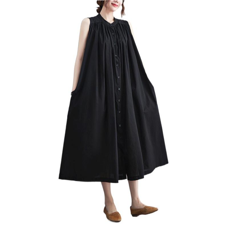 New Summer Plus-size Retro Sleeveless Mid-length Dress for Women