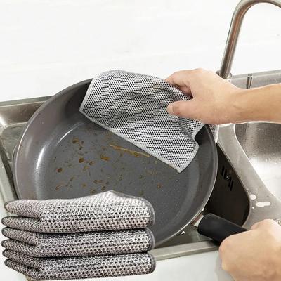 10/20 buc Lavetă Magică cu Fir Argintiu pentru Curățare Cârpă de Bucătărie Microfibră Îngroșată Prosop de Spălat Burete Încorporat Lavetă Bilă de Sârmă de Oțel