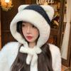 Hats for Women Cute Ear Plush Hats for Winter Girls Cute Sweet Knitted Wool Hat Thickened Warm Ear Protection Hat