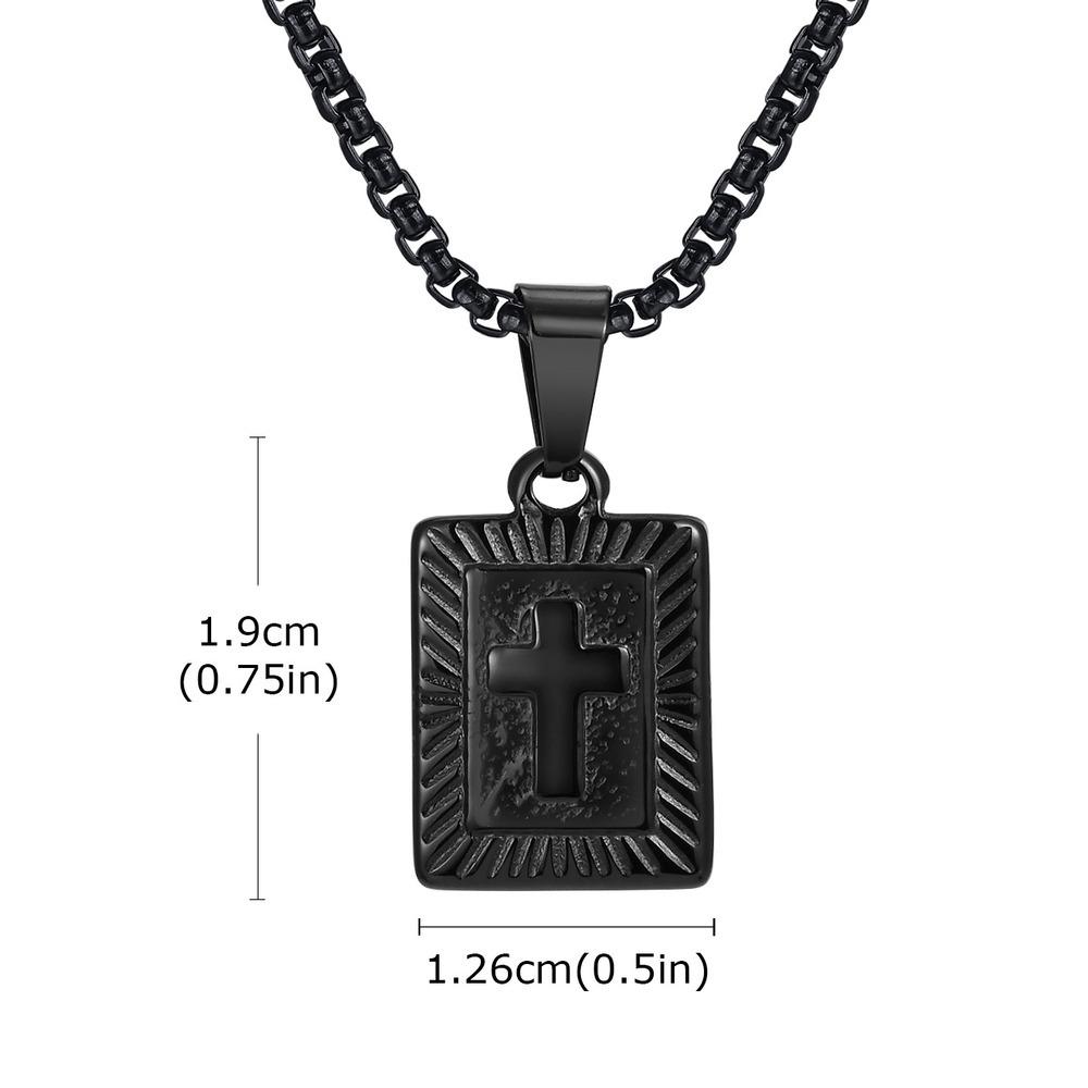 Vnox Cross Square Pendant Necklace for Men Women, Cross Pendant Collar with Stainless Steel Box Chain, Father's Day Dad Boy Gift