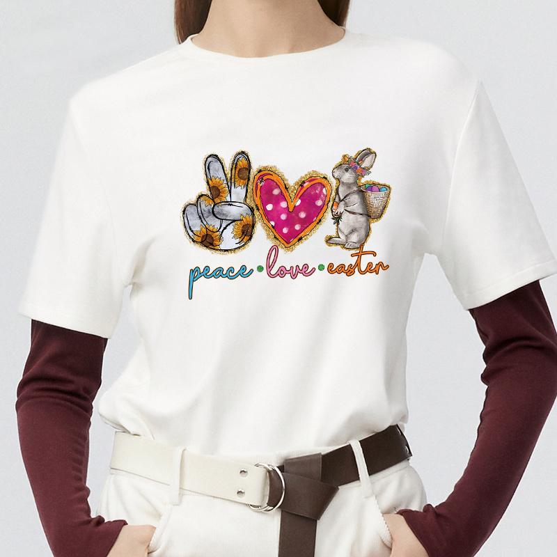Patches For Clothes Peace Love Easter Patch Washable Patches Stickers Heat Transfer New Clothing Patches Over Powder