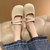 White versatile skirt round head light mouth thick heel Mary Jane shoes women's 2025 new summer retro French single shoes