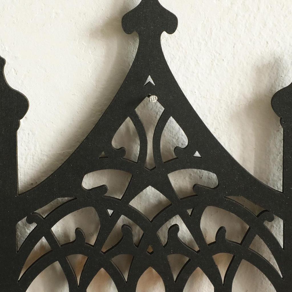 Bohemian Gothic Black Wooden Wall-Mounted Shelf for Bedroom Decor