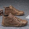 Brown Leather Casual  Shoes for Men Retro Ankle Boots Men Sneaker Non-slip Working Shoes Men Short Shoe Outdoor Walking Sneakers