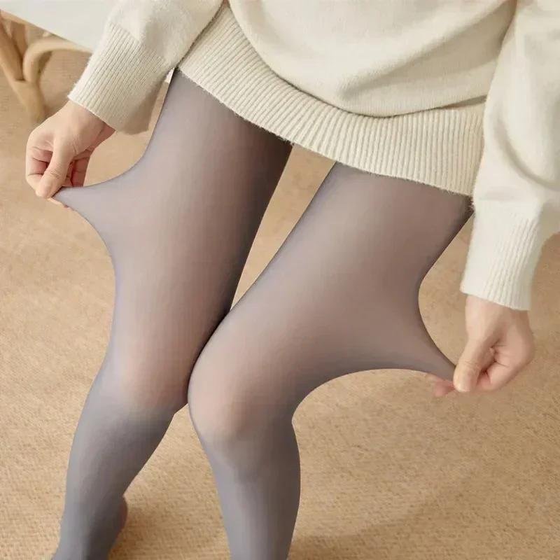 80/200/300G Thicken Thermal Tights Leggings Women Winter Thermo Stockings High Waist Elastic Slim Sexy Translucent Pantyhose High Quality