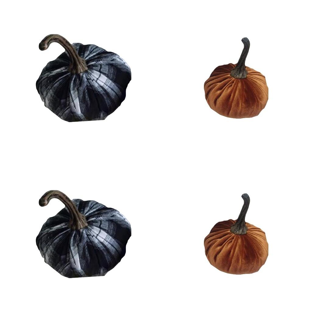 Luxurious Blue Velvet Pumpkin Plush Throw Pillows For Elegant Halloween Decor