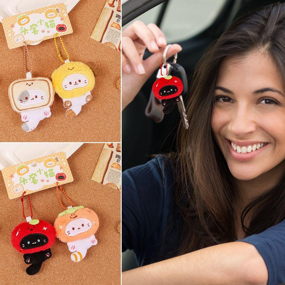 Multicolor Plush Cat Keychain Pendant Cartoon Cat Couples Lucky Charm Cute Ita Bag  Gift Toys