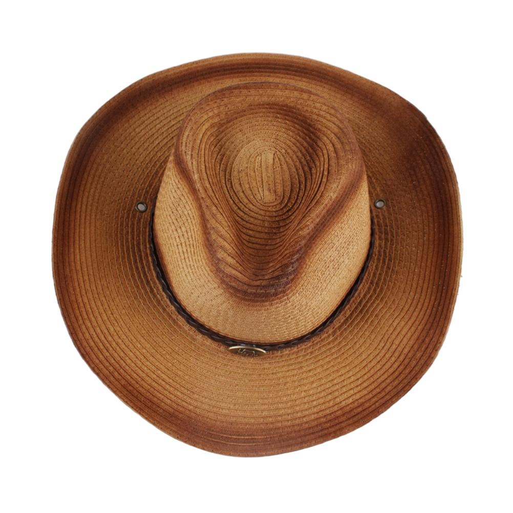 Straw Cowboy Hat Gradient Spray Color Western Straw Cowboy Cowgirl Hat for Men Women Wide Brim Sun Hat for Outdoor Beach Travel