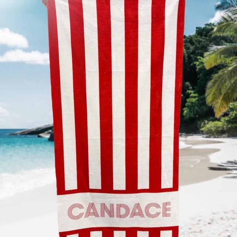 Striped Personalized Name Beach Towels Custom Name Beach Towel Christmas Anniversary Birthday Bach Trip Gift For Family Members
