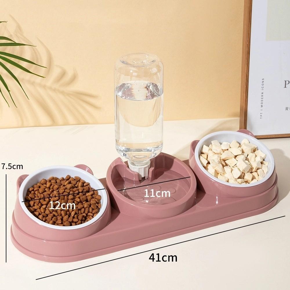 Double Bowl 3 In 1 Cat Feeder Neck Protection Cat Bowls Pet Supplies Pet Food Container  Cat