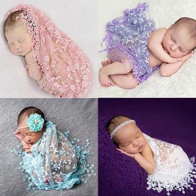 Neu Weiche Spitze Floral Schöne Neugeborenen Baby Foto Fotografie Prop Quaste Tuch Hintergrund Gute
