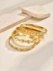 Zircon Stainless Steel Bangle Bracelet for Women, Elegant Stack Hand Wrist Sparkling Crystal Inlay, Non Tarnish Jewelry