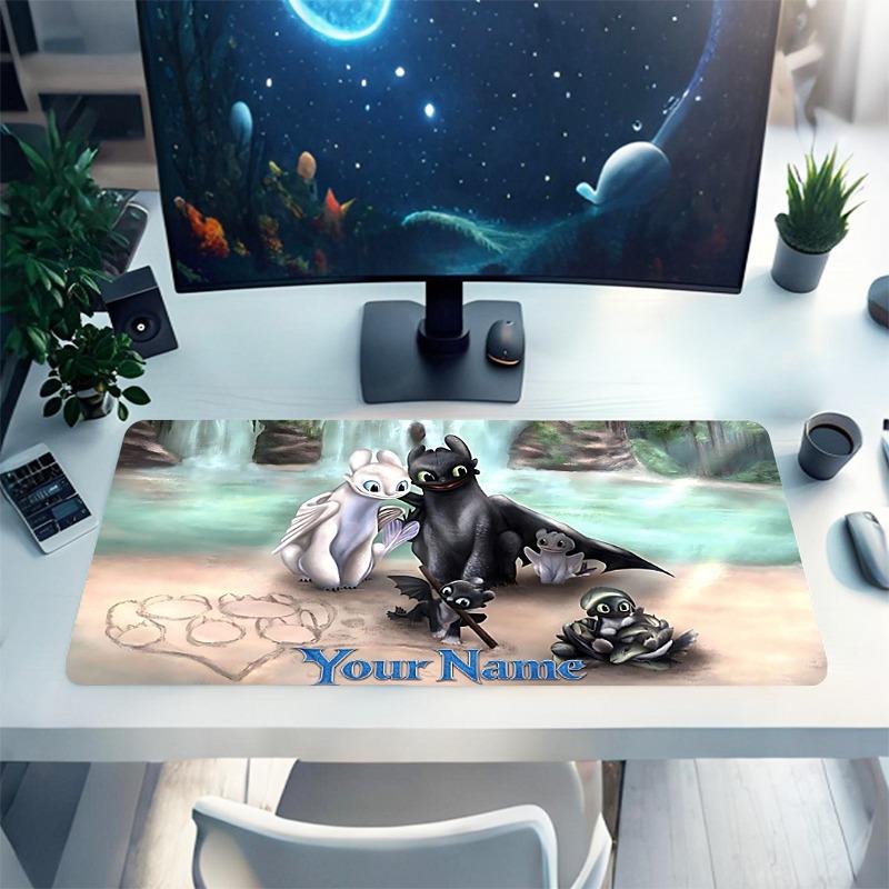Custom 1Pc Fantasy Dragon Family Personalized Mouse Pad Non Slip Rubber Waterproof Desk Mat Stitched Edge Gaming Office Xmas Gift
