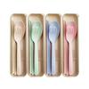 Wheat straw chopsticks fork spoon three-piece work portable tableware set Student travel box lunch spoon Chopsticks fork