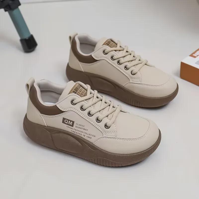 Spring Women's Korean Chunky White Sneakers - Trendy, All-Match Casual Shoes XQ5801