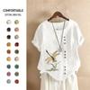 Summer Retro Large Size Casual Loose Cotton and Linen Short-sleeved Pullover T-shirt Cotton and Linen Women's Clothing Large Size Women's Clothing