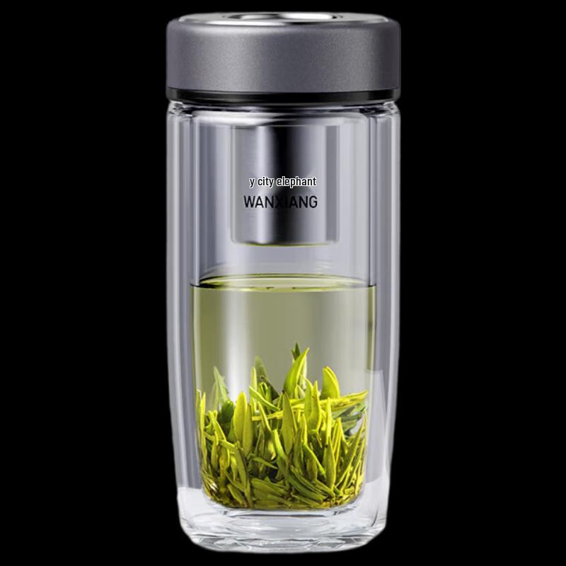WANXIANG Double-Wall Glass Water Bottle with Infuser
