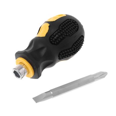 Small Screwdriver Short Small Pocket Magnetic Screwdriver Flat Head for DIY Repairing Tight Space Professional Use