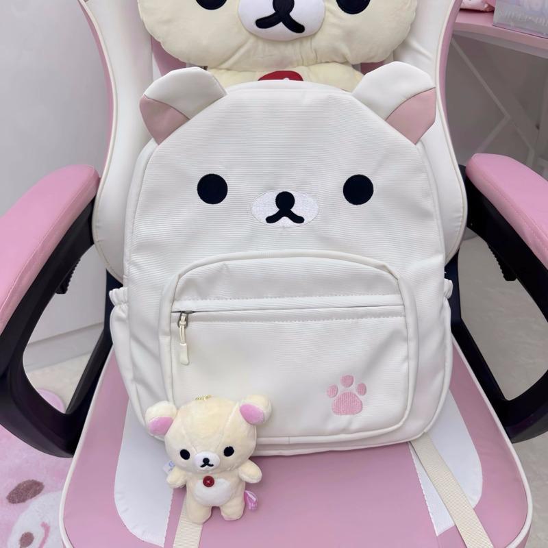 Süßer Rilakkuma Rucksack Anime Cartoon Stickerei Rucksack Stilvoll Große Kapazität Schüler Schultasche Nylon Multifunktionale Taschen