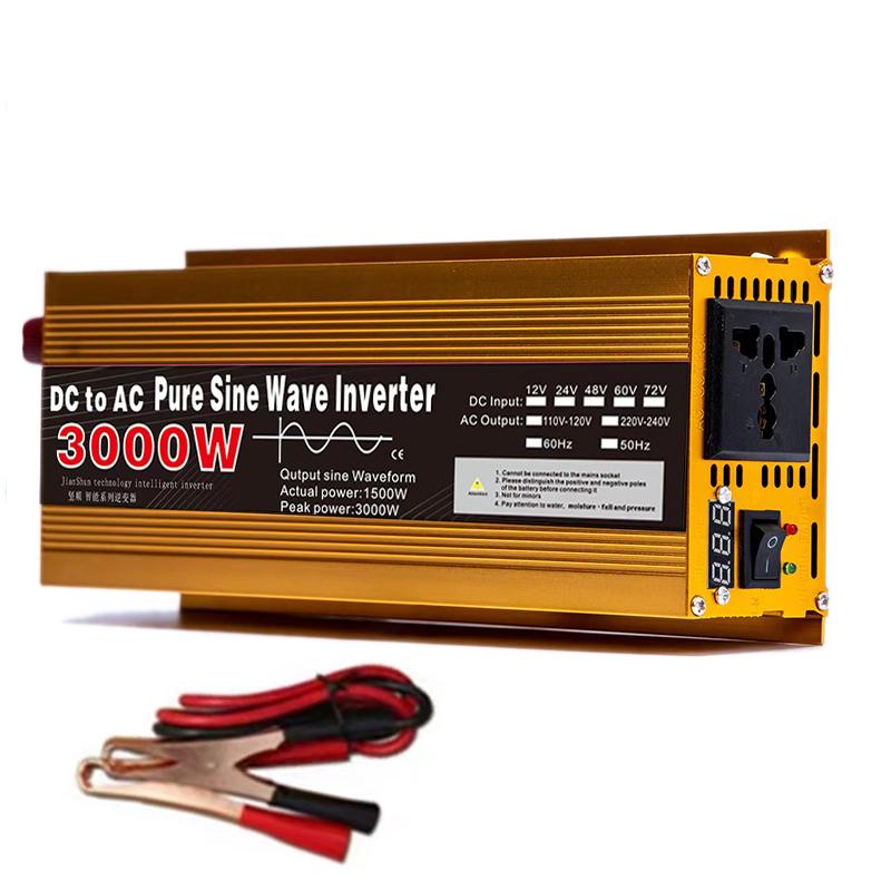 Inverter 12v 220v Pure Sine Wave 1000W 2000W 3000W DC 12v To AC 220V Portable Power Bank Converter Solar Inverter