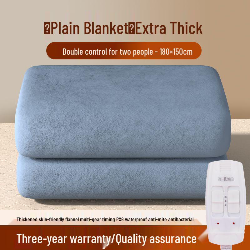 Wasserdichte elektrische Decke mit doppelter Steuerung - 1,5 m/1,8 m/2 m, sicher für Studentenwohnheime und Haushalte
