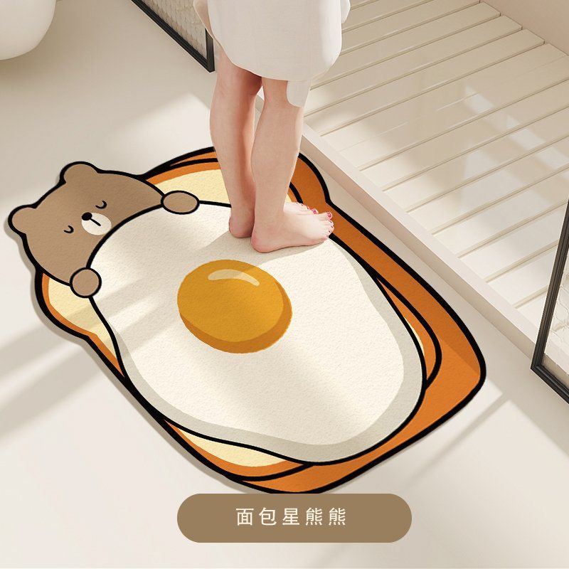 

Мультяшный коврик для пола в ванной, абсорбирующий диатомовую землю, милый коврик с животными, противоскользящий быстросохнущий прочный для спальни 40X60cm 15.7X23.6in