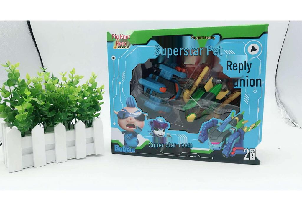 Piggy Hero's Super Star Team: Cute Pet Feifei & Tiger Transformable Robot Toy