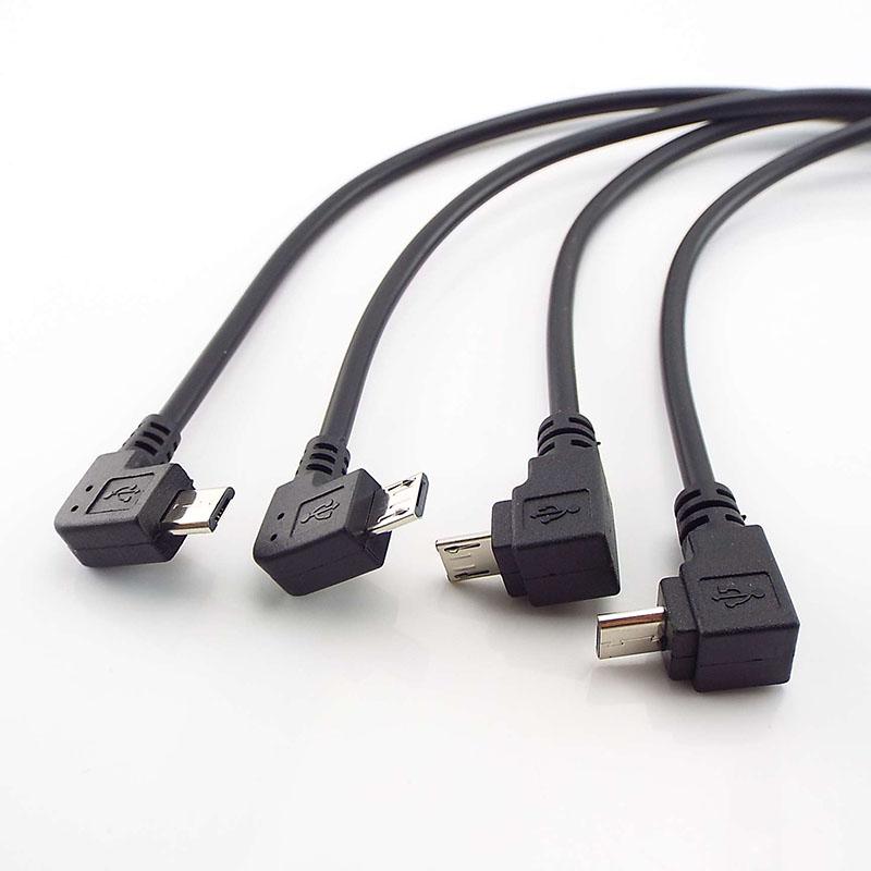 Up Down Left Right Angled 90 Degree Micro USB Male To Male Data Charge Connector Cable Adapter for Tablet Cell Phone