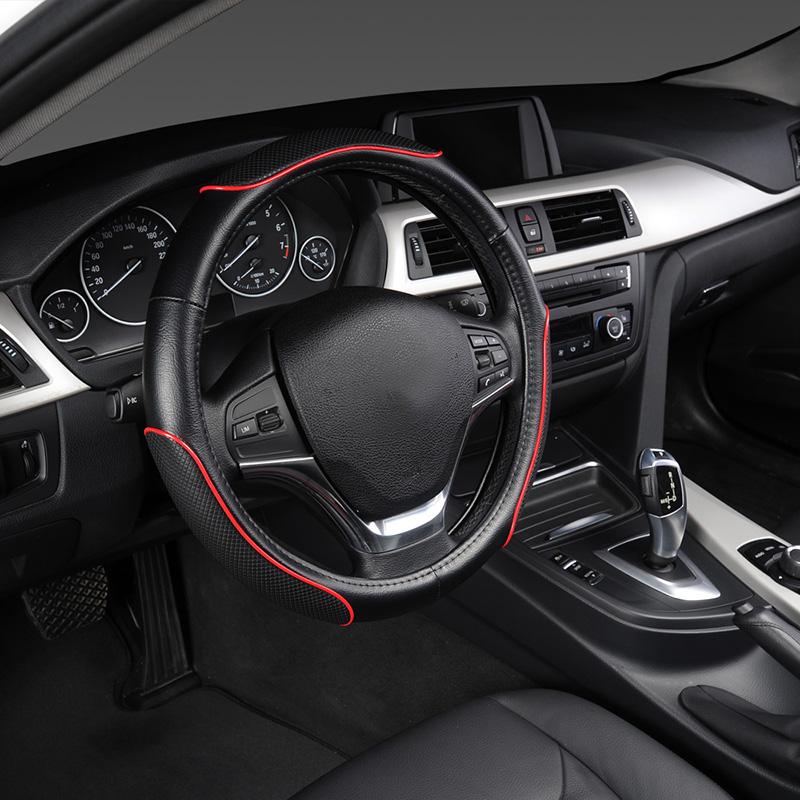 Car Steering Wheel Cover Sport Style Anti-slip Microfibre Leather Steering Wheel Cover Universal 38cm/15inch