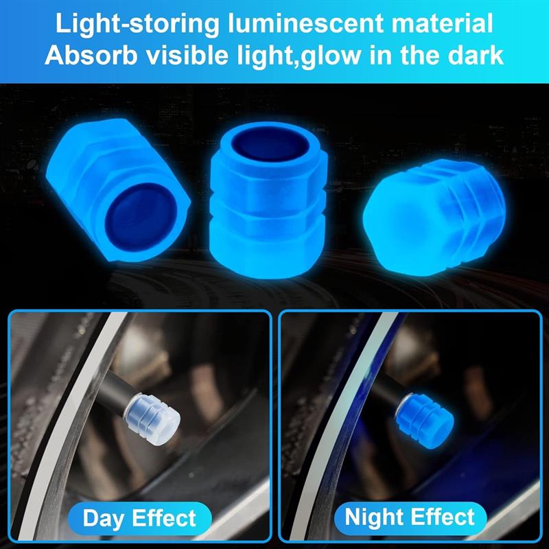 Luminous Wheels Tire Air Cap Cover Fluorescent Night Glowing Tyre Valve Caps Auto Wheel Valve Stem for Car,SUV,Motorcycles,Truck Stem Caps1
