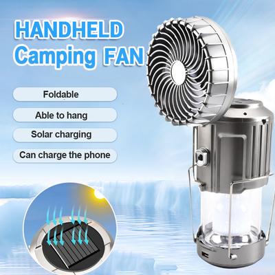 Camping-Ventilator Tragbar Wiederaufladbar Faltbar Aufhängbar Powerbank Lampe Handheld-Laterne Mit Solarladung