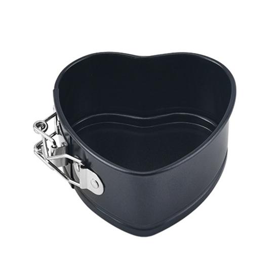 

4Inch Heart Shape Baking Tray Removable Bottom Stainless Steel Toast Loaf Baking Mold Cooking Gadget чорний