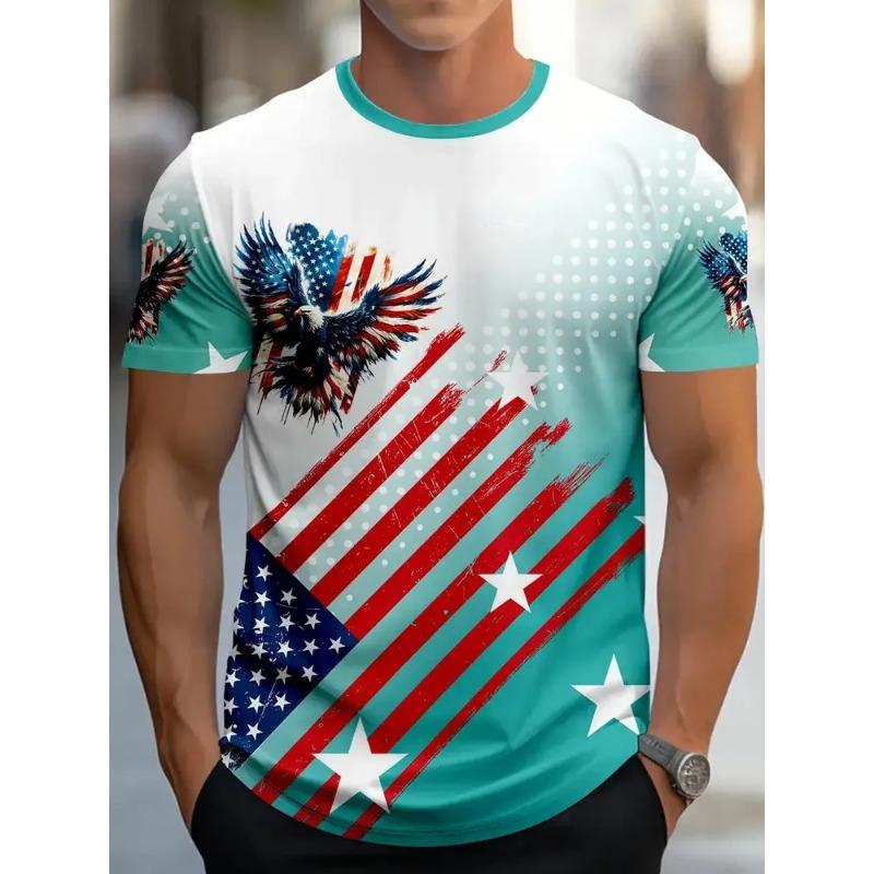 Summer New Men's Contrasting Color Splicing Short-sleeved Top Trendy Fashion Urban Street Casual T-shirt