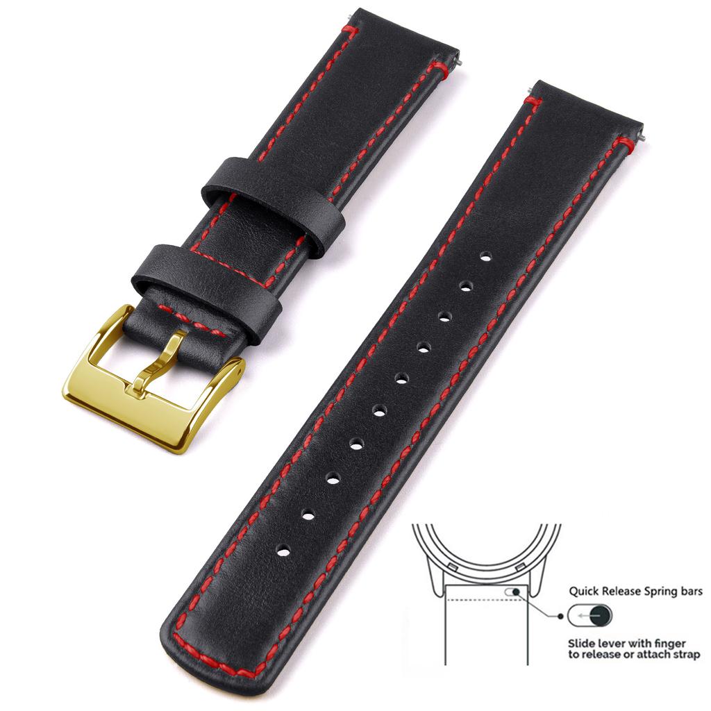 Genuine Leather Top Grain Watch Band, Quick Release 20mm/22mm Watch Strap, Fits Samsung Galaxy Watch, Men and Women Watch band