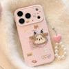Phone Case With Chain For iPhone 17 16 15 14 13 12 Pro MAX 11 Cartoon Embroidery Plush Sheep Sticker Shockproof Soft Phone Cover