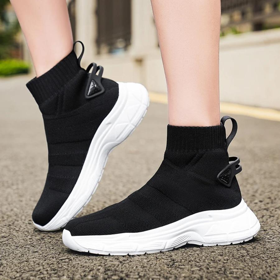 2025 Spring and Autumn New Flying Woven Large Size Casual Sports Shoes High Top Breathable Non-slip Couple 36-48 Ankle Boots