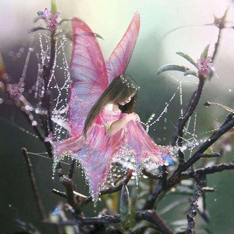 

5D Алмазная живопись Крест стежка, маленький ангел, полное изображение изображения, художественные бусы, домашний декор, круглый