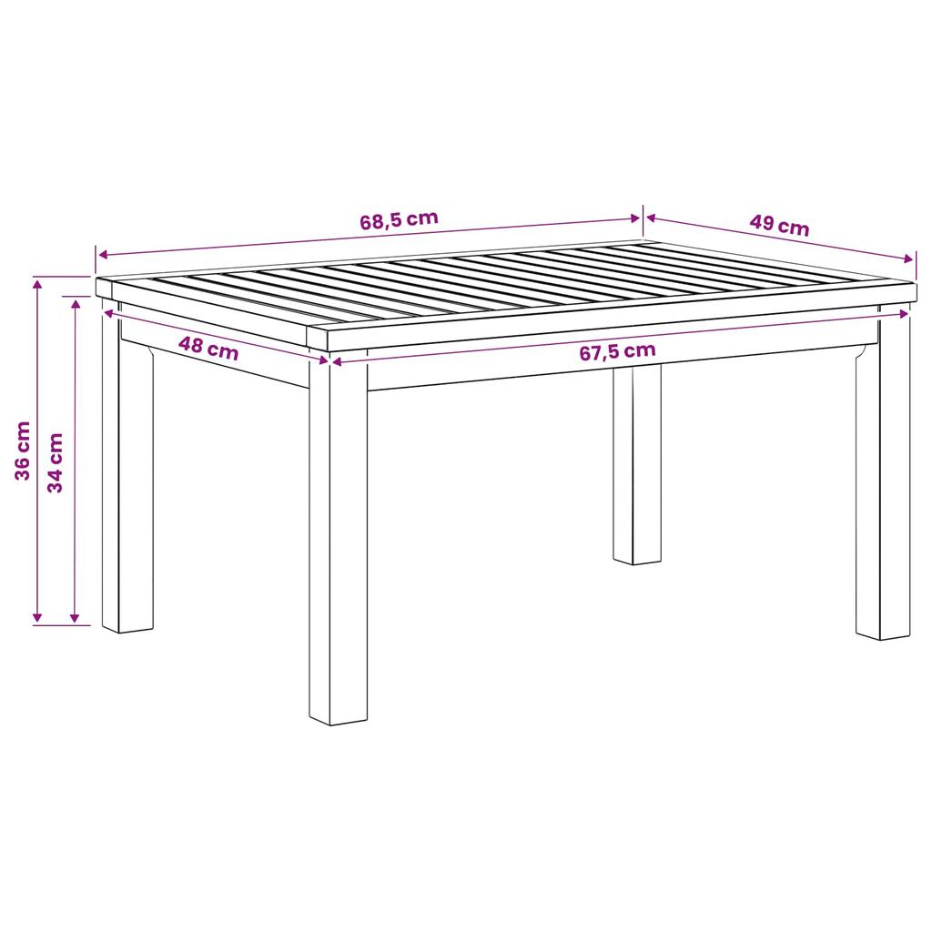 Coffee Table White 49 x 68.5 x 36 cm Solid Acacia Wood