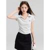 Cotton Polo collar short-sleeved T-shirt women's summer new large size meat-covering and thin design wrinkled short top