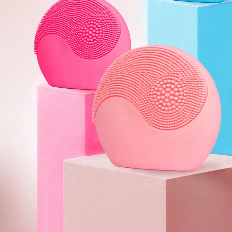 Custom Facial Exfoliator Sonic Electric Silicone Facial Cleansing Brush Skin Care Accessories Usb Recharge розовый