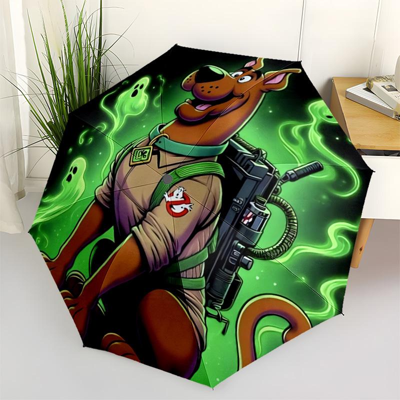 

1 шт. Зонт Ghostbusters Scooby-Doo с автоматическим открыванием/закрыванием - Компактный дорожный зонт с 8-реберным прочным каркасом, легкий и портативный для поездок на работу, Fa