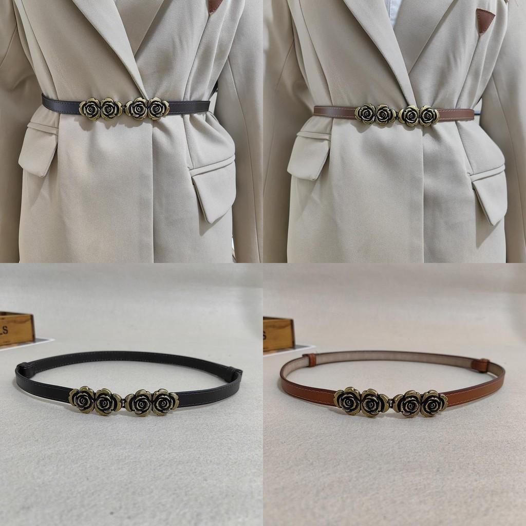 Shape Flowers Rose Buckle Women Leather Waist Belt For Everyday Fashion Wear